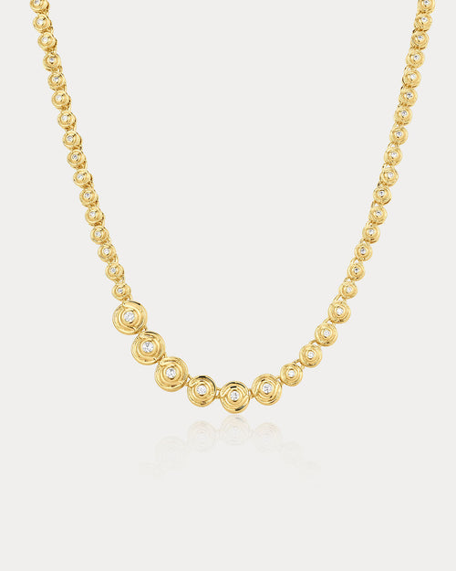 Wave Bezel Tennis Necklace
