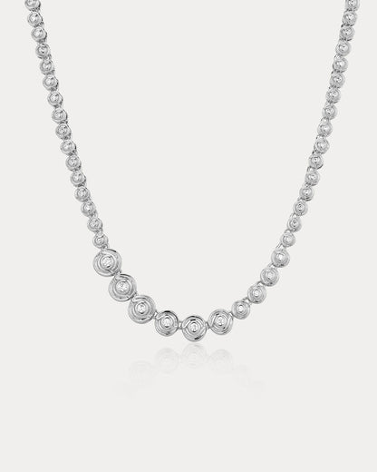 Wave Bezel Tennis Necklace