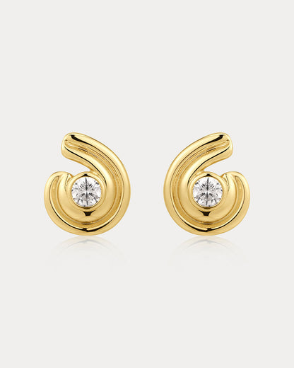 Wave Bezel Twist Studs