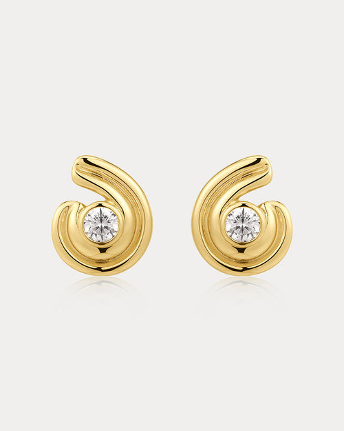 Wave Bezel Twist Studs