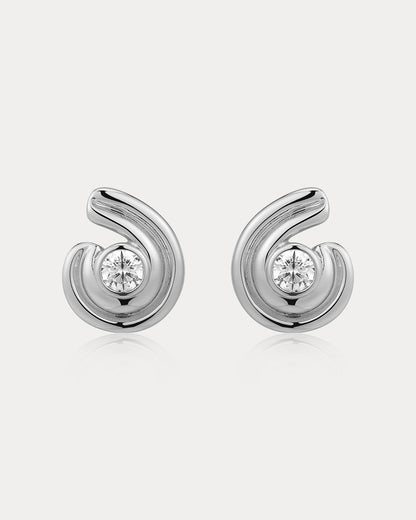 Wave Bezel Twist Studs