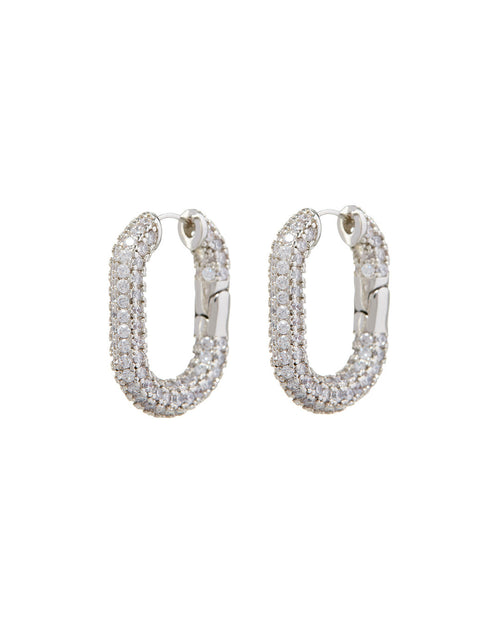XL Pave Chain Link Hoops- Silver