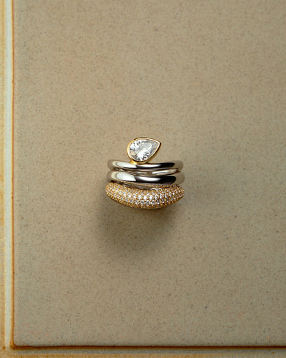 The Marais Wave Ring Set- Silver