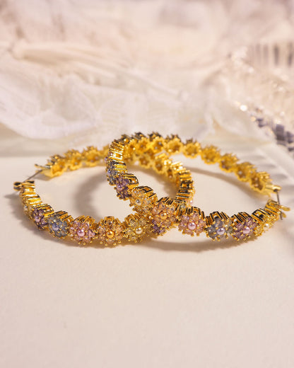 Daisy Studs Hoops- Silver