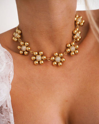 Daisy Statement Necklace- Gold