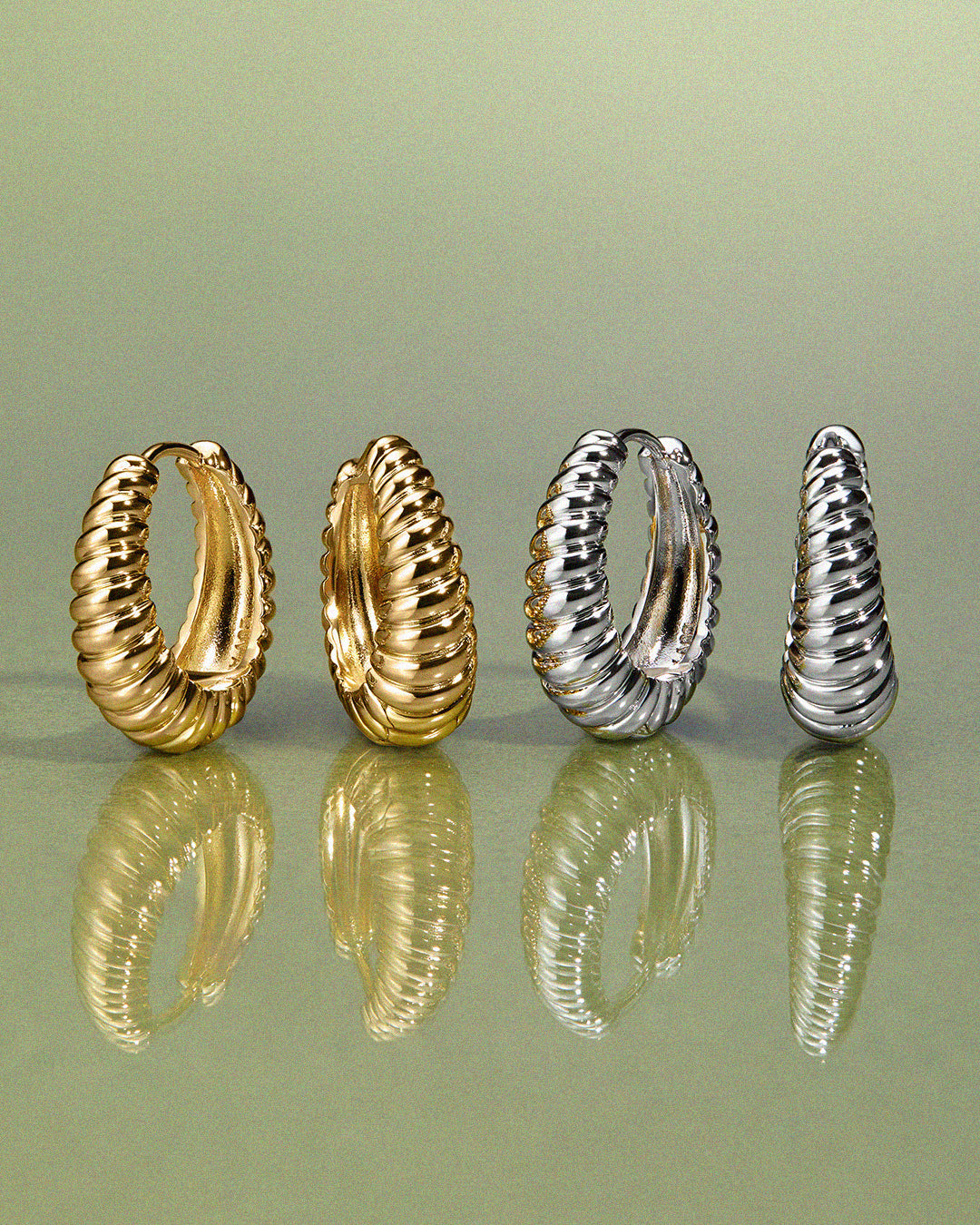 Ridged Marbella Hoops- Gold (Ships Early April)