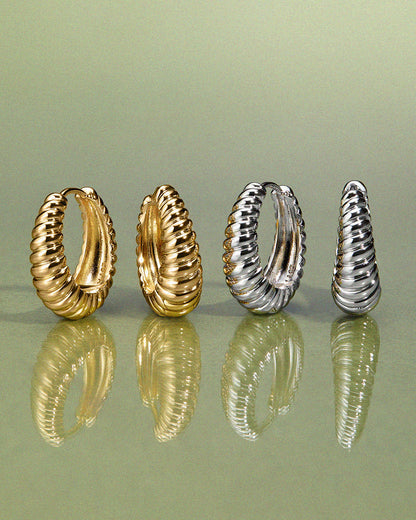 Ridged Marbella Hoops- Gold (Ships Early April)