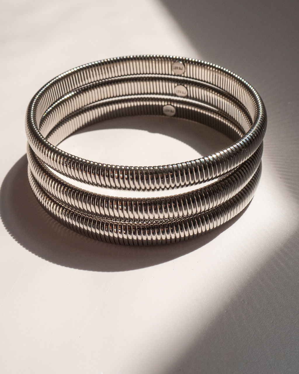 Mini Flex Snake Chain Bracelet- Set of 3 (7mm wide)- Silver (Ships Mid March)
