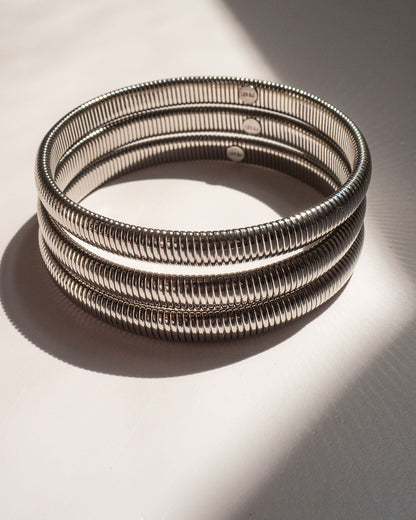 Mini Flex Snake Chain Bracelet- Set of 3 (7mm wide)- Silver (Ships Mid March)