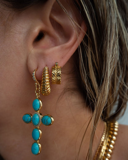 Ridged Marbella Hoops- Gold (Ships Early April)
