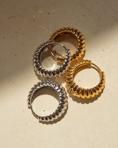 Ridged Marbella Hoops- Gold (Ships Early April)