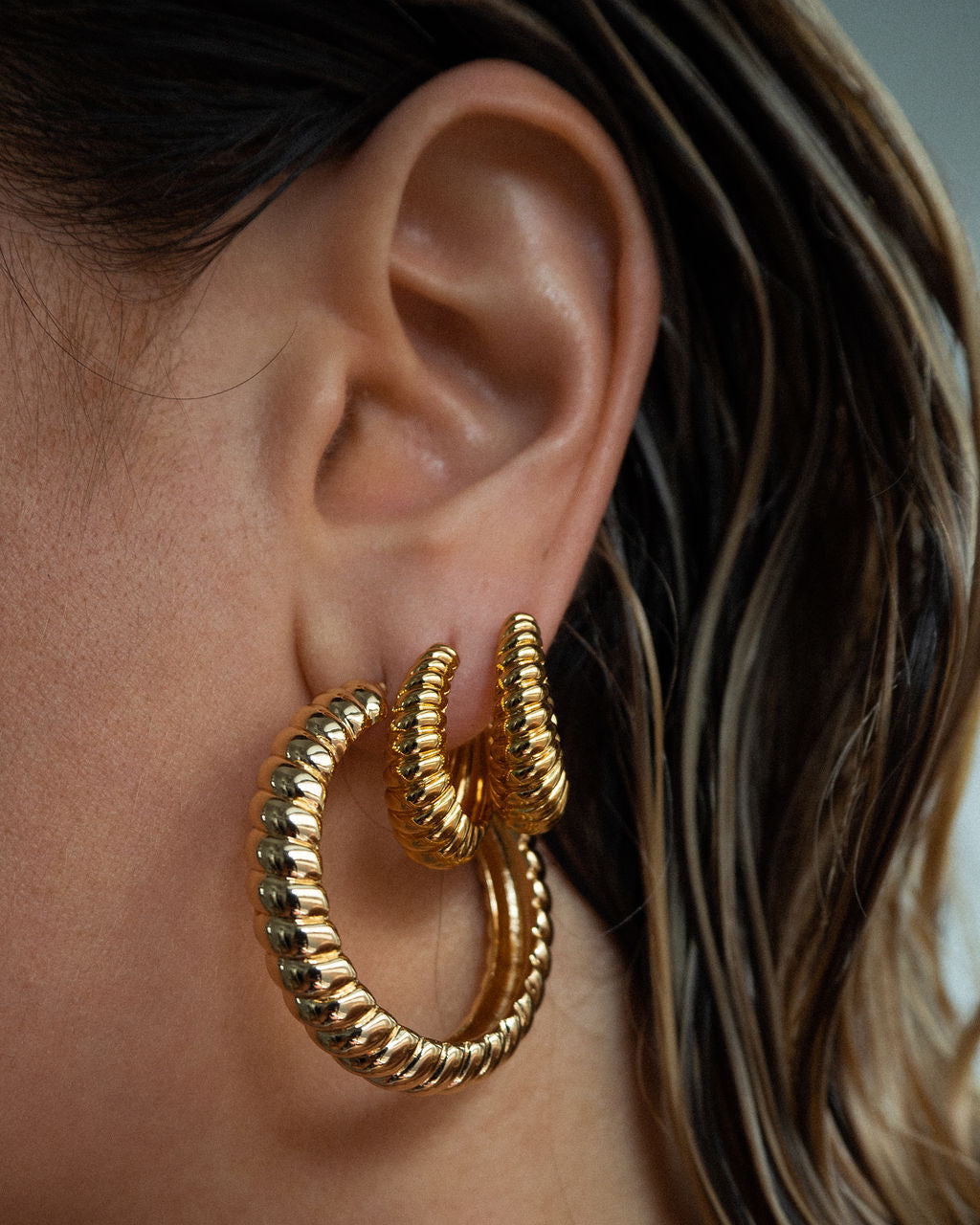 Ridged Marbella Hoops- Gold (Ships Early April)