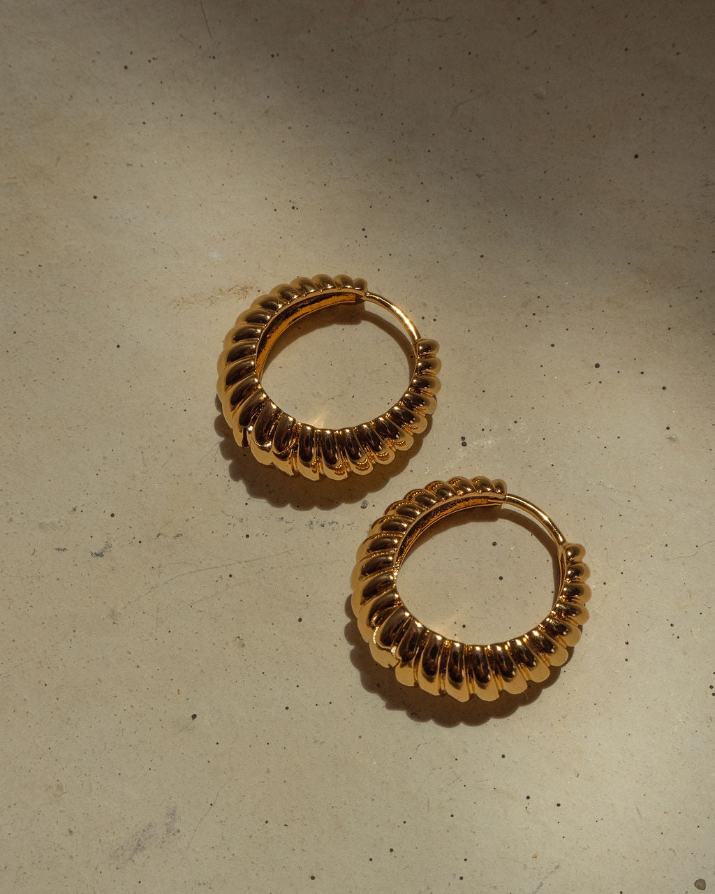 Ridged Marbella Hoops- Gold (Ships Early April)