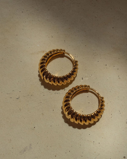 Ridged Marbella Hoops- Gold (Ships Early April)