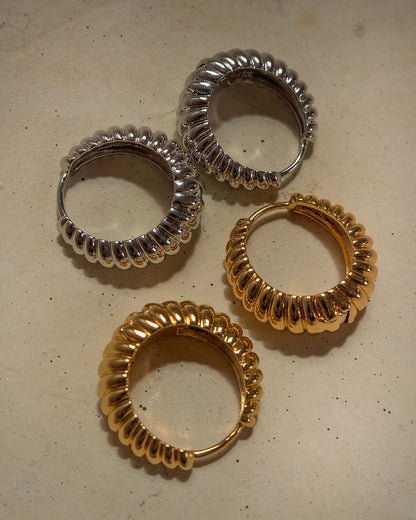 Ridged Marbella Hoops- Silver