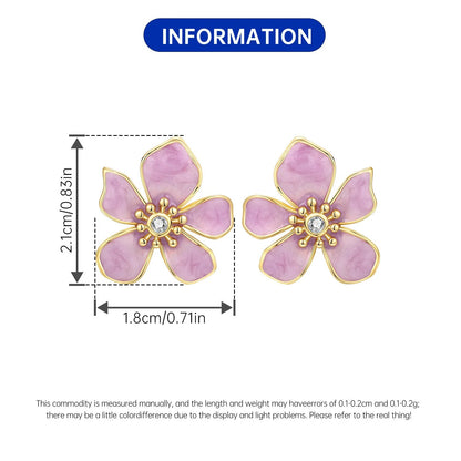 Pink Flower Design Stud Earrings