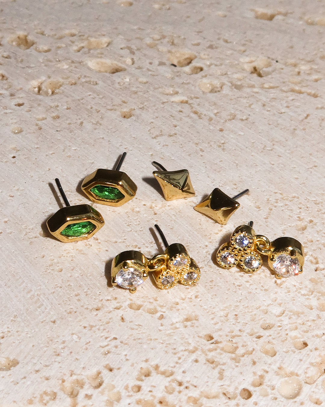 The Geo Stone Bezel Studs
